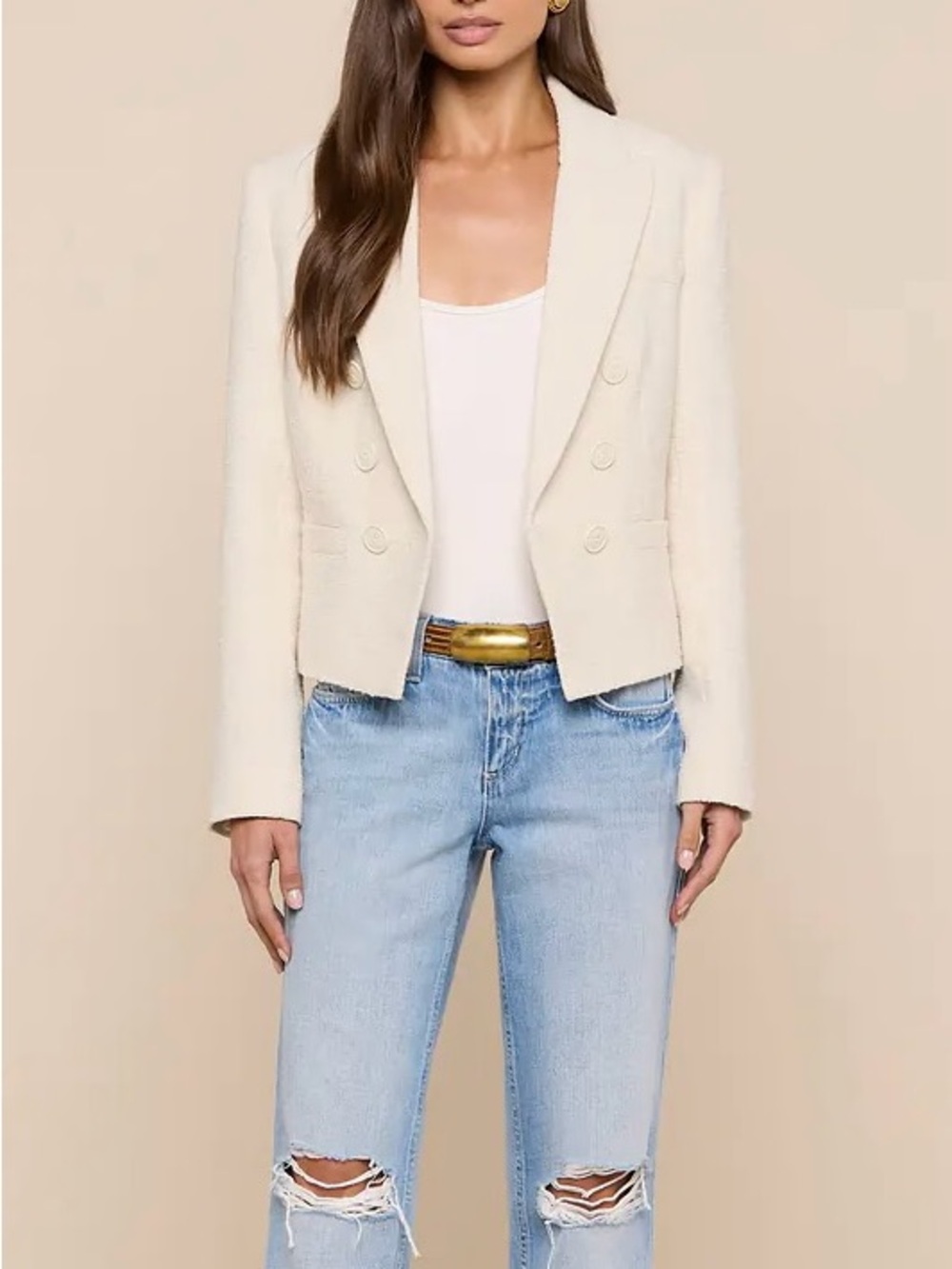 L'AGENCE Kenzie Double-Breasted Textured Blazer